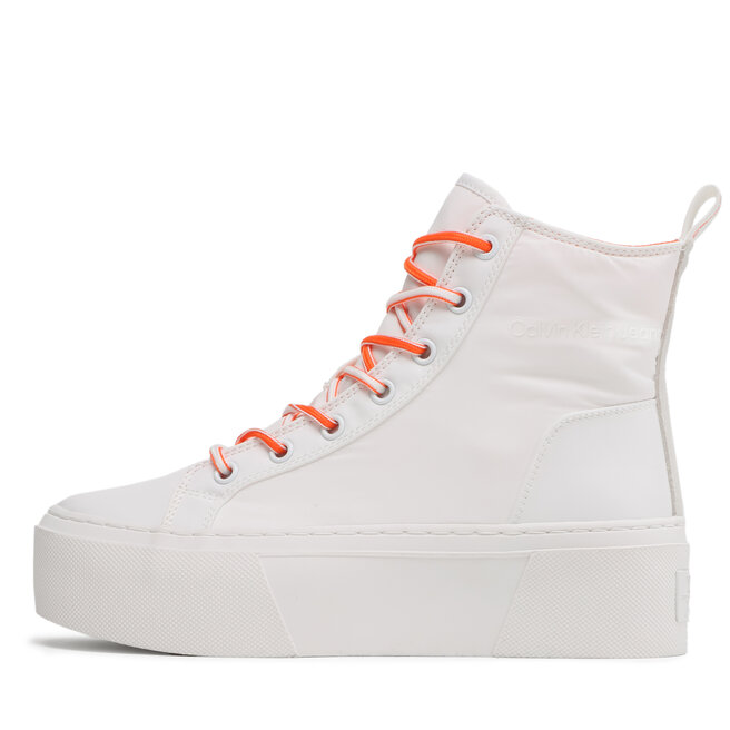 Calvin Klein Jeans Сникърси Calvin Klein Jeans Flatform+ Cupsole Mid Softny YW0YW00918 White/Firecracker 0LC