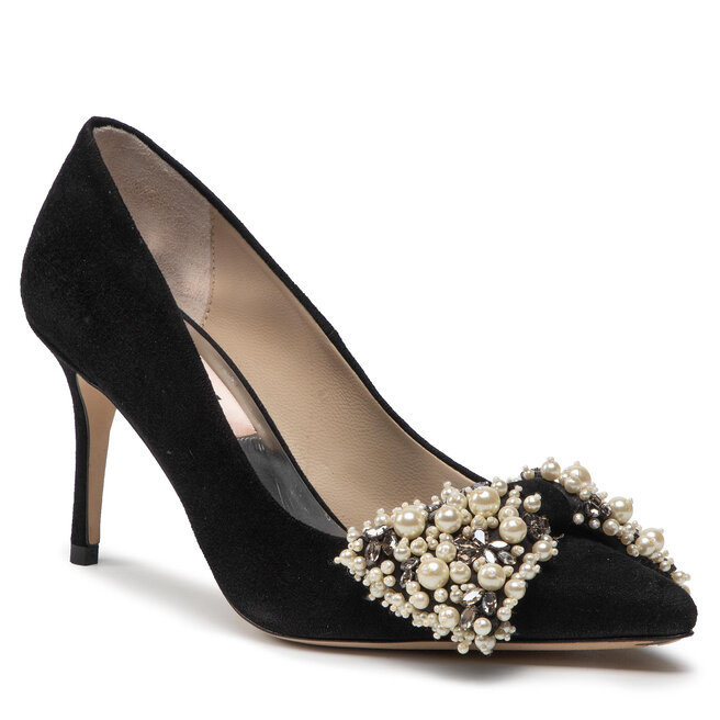 Pantofi cu toc subțire Custommade Aljo Suede 999606013 Antracite Black 999 999 imagine noua gjx.ro