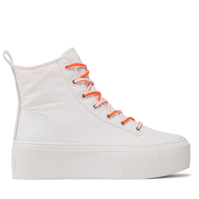 Calvin Klein Jeans Сникърси Calvin Klein Jeans Flatform+ Cupsole Mid Softny YW0YW00918 White/Firecracker 0LC