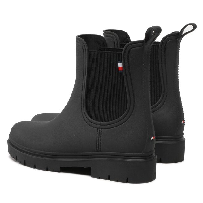 Tommy Hilfiger Cizme de cauciuc Tommy Hilfiger Matt Ankle Rainboot With Elastic FW0FW06897 Black BDS