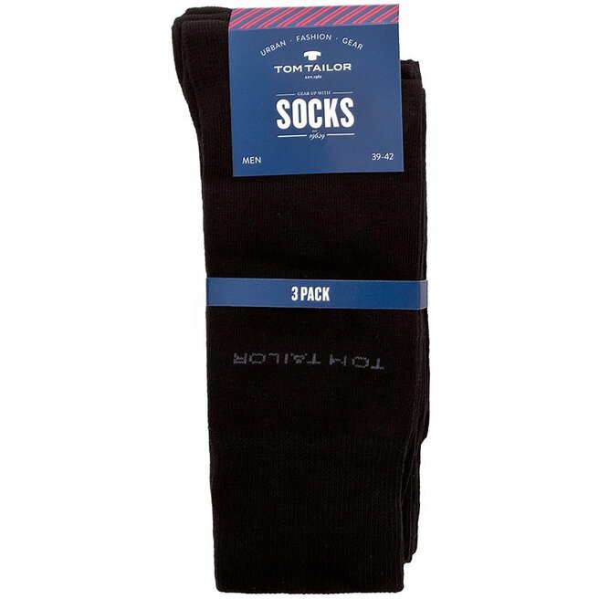 Tom Tailor Súprava 3 párov vysokých pánskych ponožiek Tom Tailor 9003 Black 610
