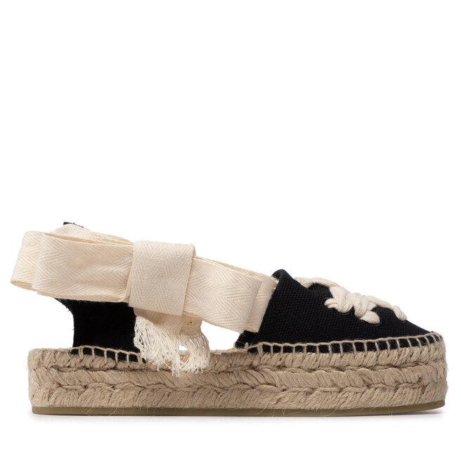 Tory Burch Еспадрили Tory Burch Woven Double Espadrille 140308 Black/Natural 015