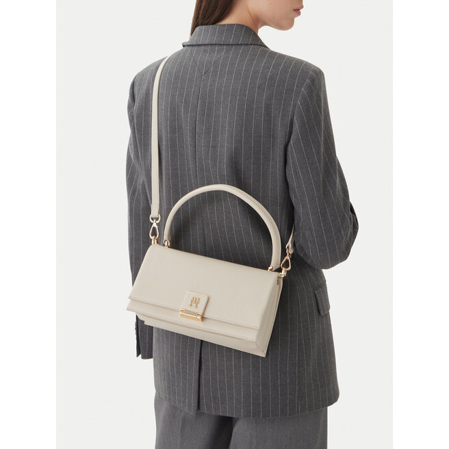 Torebka Tommy Hilfiger Th Monogram Pebble Grain Crossbody Bag AW0AW17216 Kremowy -