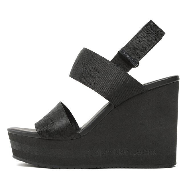 Calvin Klein Jeans Сандали Calvin Klein Jeans Wedge Sandal Webbing YW0YW00959 Black BDS