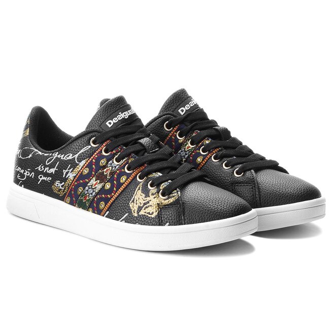 Zapatillas Sneakers Desigual Royal Exotic Para Mujer - Bordados, Espejitos Y Suela Bicolor