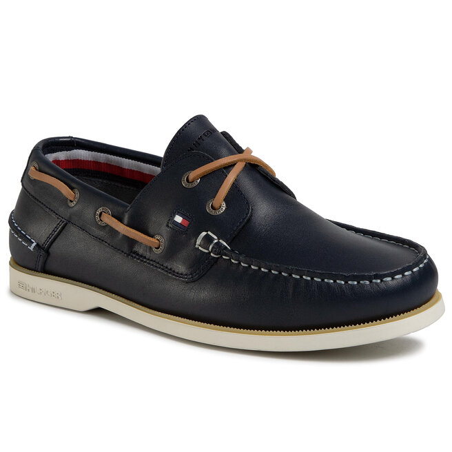 Pantofi Tommy Hilfiger Classic Leather Boatshoe FM0FM02735 Desert Sky DW5 Boatshoe imagine noua gjx.ro