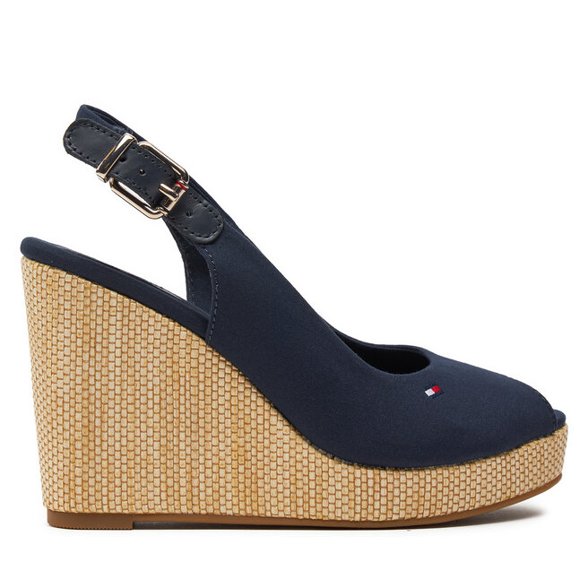 Sandały Tommy Hilfiger Iconic Elena Sling Back Wedge - Granatowy