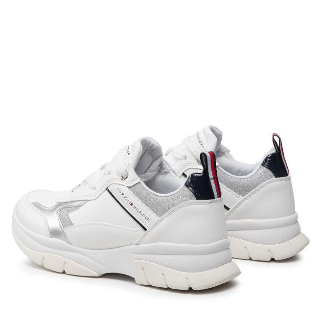 Tommy Hilfiger Sneakers Tommy Hilfiger Low Cut Lace-Up Sneaker T3A4-32162-0196 S White/Silver/Blu Y955