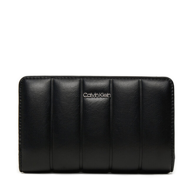 Duży Portfel Damski Calvin Klein Line Quilt Medium Bifold - Czarny