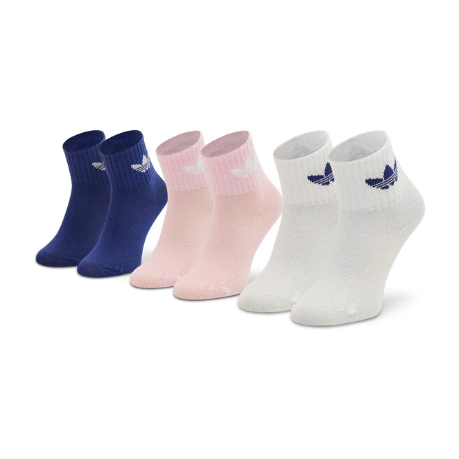 Σετ ψηλές κάλτσες παιδικές 3 τεμαχίων adidas Ankle HC9596 White/True Pink/Legacy Indigo