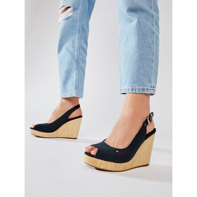 Tommy Hilfiger Espadrilky Tommy Hilfiger Iconic Elena Sling Back Wedge FW0FW04789 Desert Sky DW5
