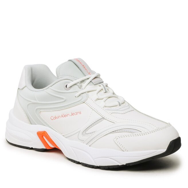 Sneakers Calvin Klein Jeans Retro Tennis High/Low Frequency YM0YM00637 White/Oyster Mushroom/Firecracker 0LG 0LG imagine noua gjx.ro