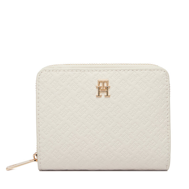 Portfel Tommy Hilfiger Th Icon Med Za W/Flap Mono AW0AW18474 Beżowy -