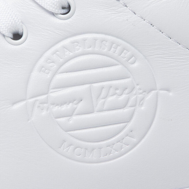 Tommy Hilfiger Superge Tommy Hilfiger Corporate Logo Leather Vulc FM0FM04076 White YBR