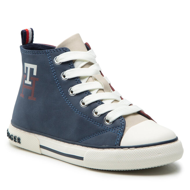 Teniși Tommy Hilfiger High Top Lace-Up Sneaker T3X9-32451-1441 M Blue/Bordeaux X663