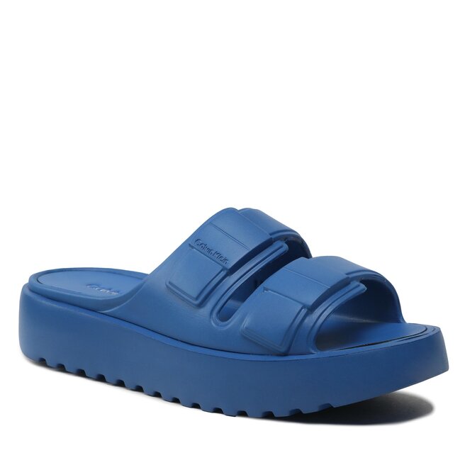 Șlapi Calvin Klein Double Strap Slipper HM0HM00967 Ultra Blue C66 Blue imagine noua