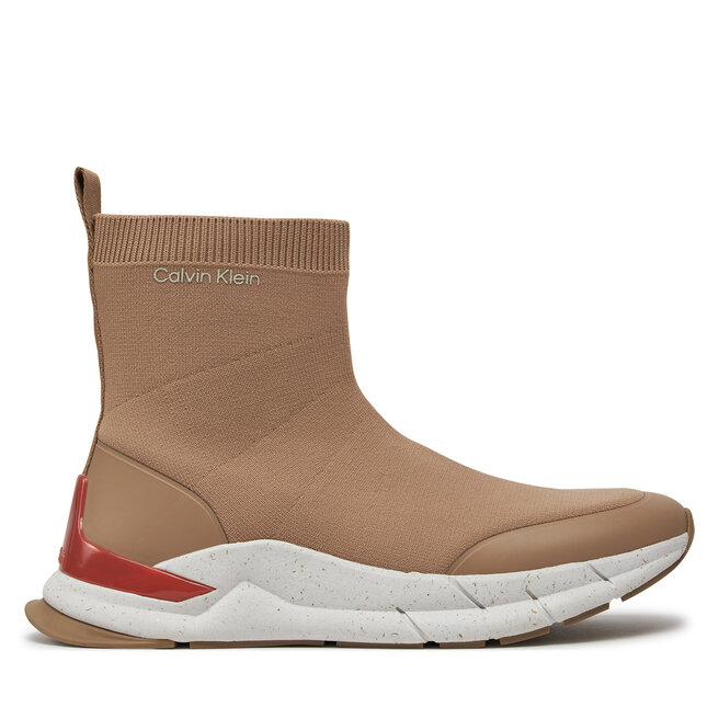 Sneakersy Calvin Klein Sockboot Runner - Beżowy