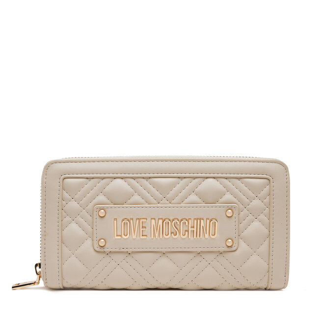 Duży Portfel Damski LOVE MOSCHINO - Beżowy