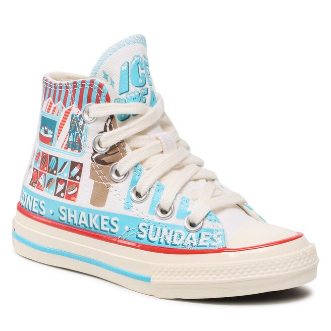 Converse Кецове Converse Chuck 70 Hi A00395C White/Baltic Blue/Soft Red
