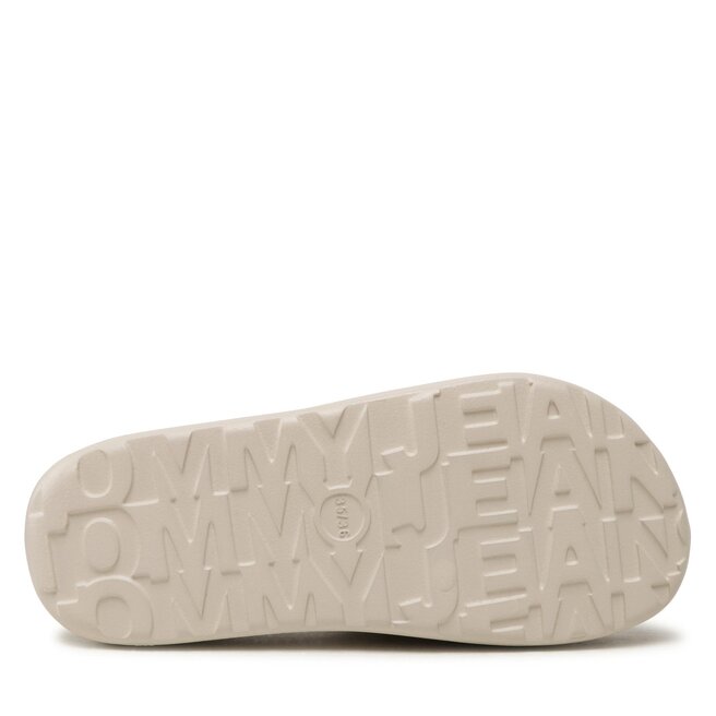 Tommy Jeans Șlapi Tommy Jeans Tjw Chunky Flatform Pool Slide EN0EN02438 Bleached Stone AEV