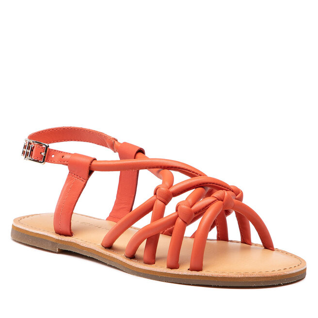 Sandale Tommy Hilfiger Flat Strappy Sandal FW0FW06668 Rustic Clay SN2 Clay imagine noua