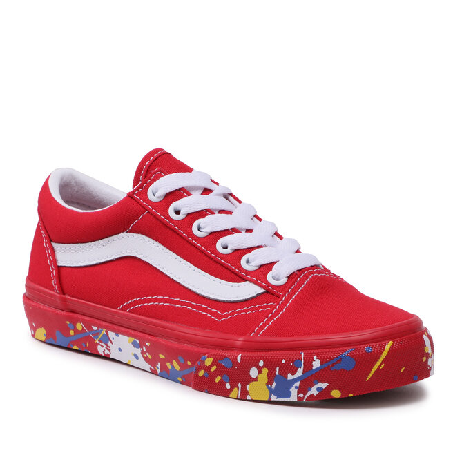 Vans old skool sales chex skate shoe red