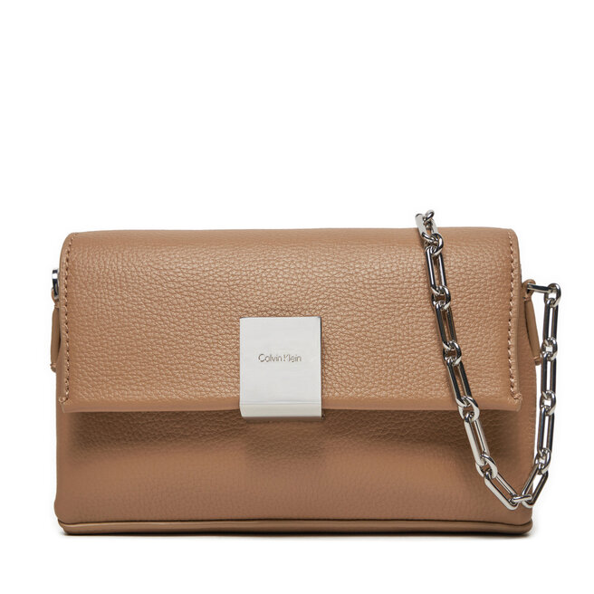 Torebka Calvin Klein Ck Plaque Sm Crossbody W/Chain - Brązowy