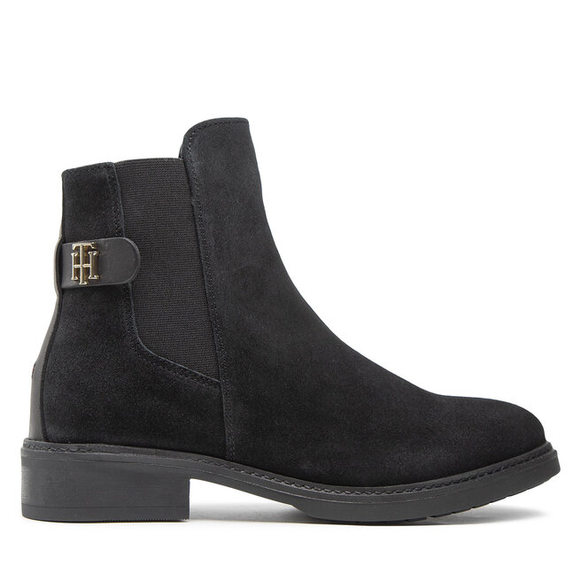 Tommy Hilfiger Μποτάκια με λάστιχο Tommy Hilfiger Th Suede Flat Boot FW0FW06750 Black BDS
