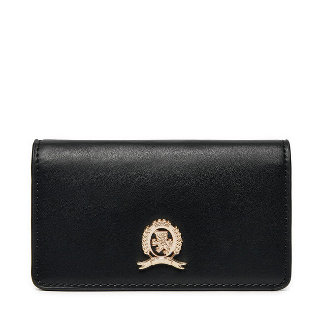 Duży Portfel Damski Tommy Hilfiger Luxe Leather Med Flap - Czarny