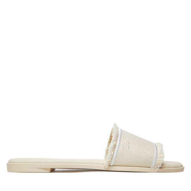 Klapki Tommy Hilfiger Fringe Canvas Flat Sandal - Beżowy