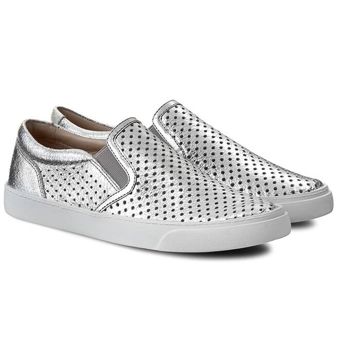 Clarks Women s Glove Puppet Leather Slip On Trainers Silver 40 OFF