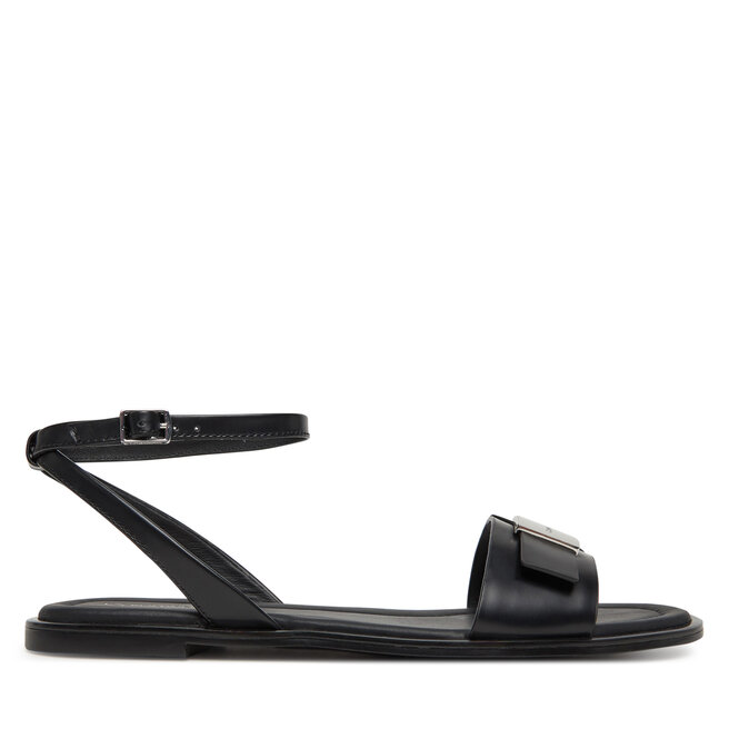 Sandały Calvin Klein Flat Sandal W/Ck Hw - Lth - Czarny