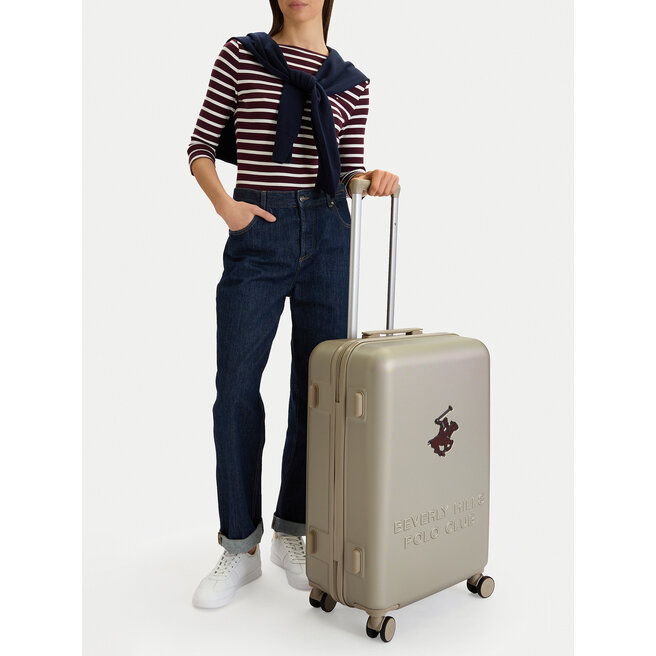 Walizka średnia Beverly Hills Polo Club CEO-BHPC-M-003-08-BEIGE Beżowy -