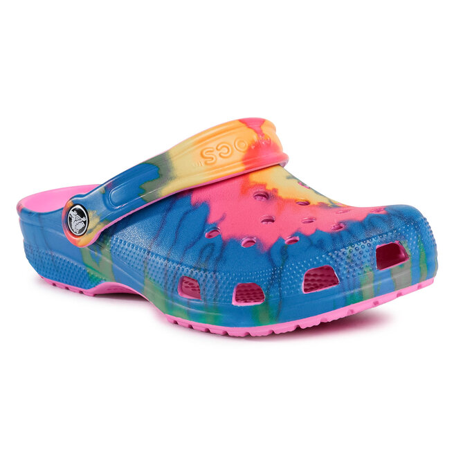 Electric pink tie dye crocs Clearance