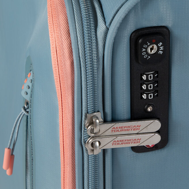 American Tourister Nagy szövetborítású bőrönd American Tourister Lite Volt 134526-7303-1CNU Grey/Peach