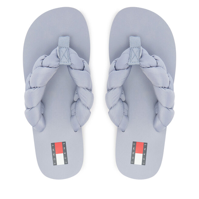 Japonki Tommy Jeans Braided Thong Beach Sandal EN0EN02877 Błękitny -
