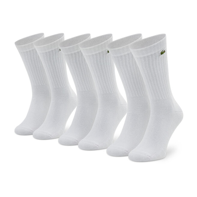 Zestaw 3 par wysokich skarpet unisex Lacoste - Biały