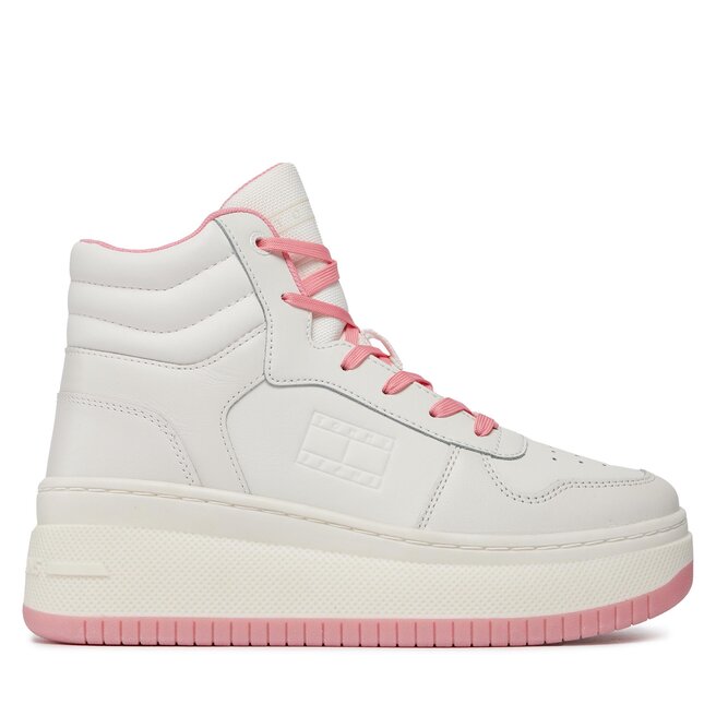 Sneakersy Tommy Jeans Tjw Retro Basket Mc Lace Up - Écru