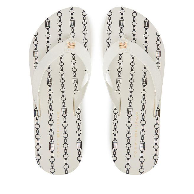 Japonki Tommy Hilfiger Im Th Chainprint Midwedge Sandal - Biały
