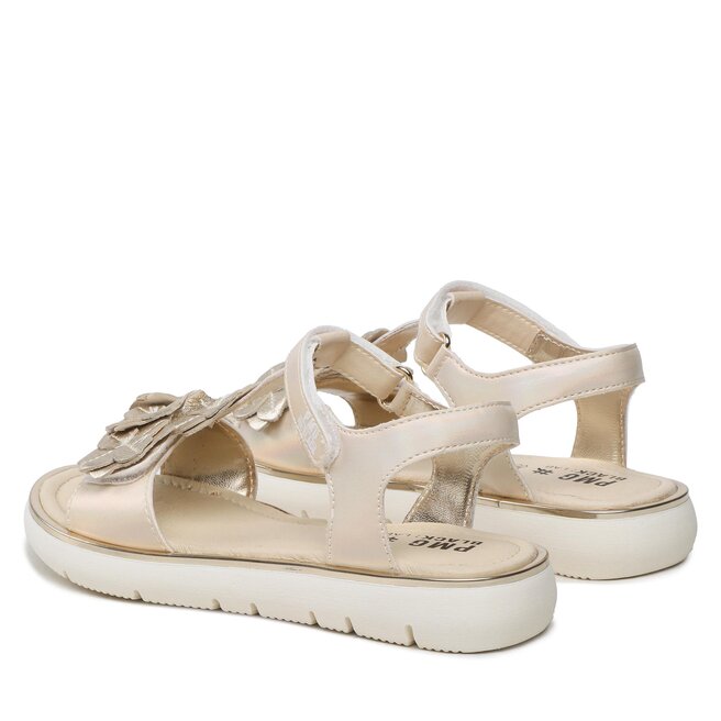 PRIMIGI Damen Sandalen Birky – Flache Sandale Mit Klettverschluss, Weiß/mehrfarbig