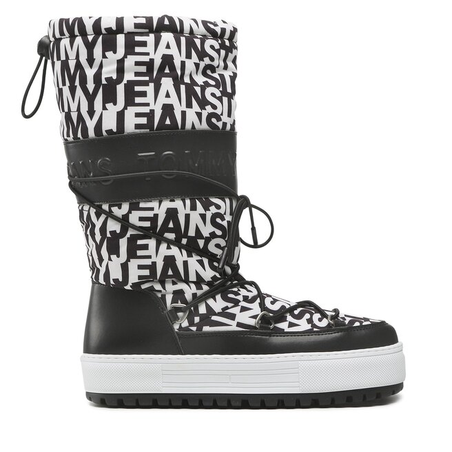 Tommy Jeans Cizme de zăpadă Tommy Jeans Snowboot High Logo EN0EN02163 Black/Blue Triumph Print 0GJ