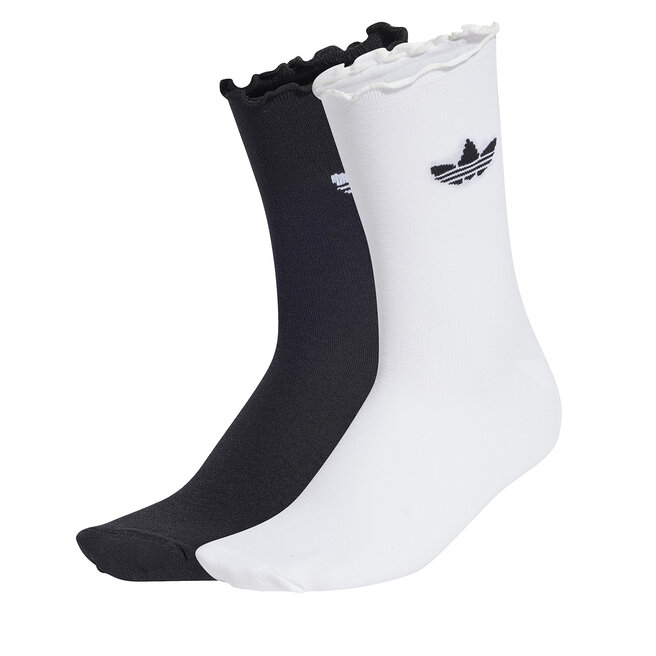 Zestaw 2 par wysokich skarpet damskich adidas Ruffle Sock 2P - Biały