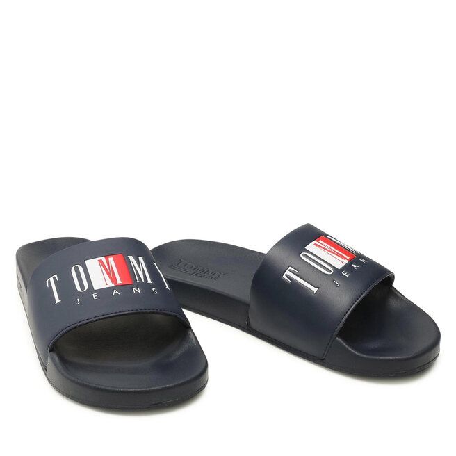 Mules / sandales de bain Tommy Jeans Pool Slide EM0EM00690 Twilight Navy  C87 | chaussures.fr