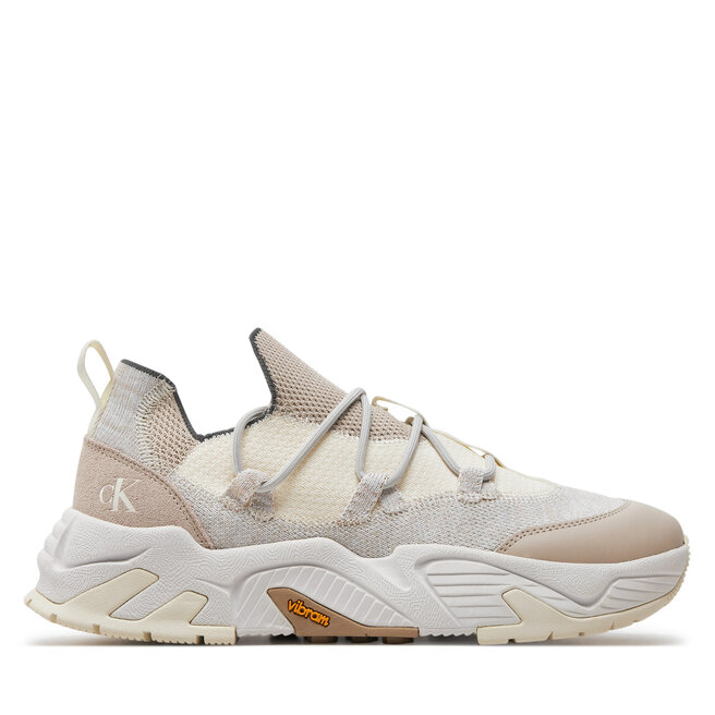 Sneakersy Calvin Klein Jeans Chunky Vibram Sock Mix Mg Uc - Écru