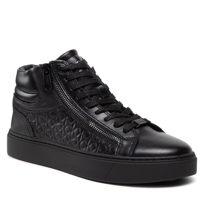 Sneakers Calvin Klein High Top Lace Up W/Zip Mono HM0HM00283 Black Mono 0GL 0GL imagine noua