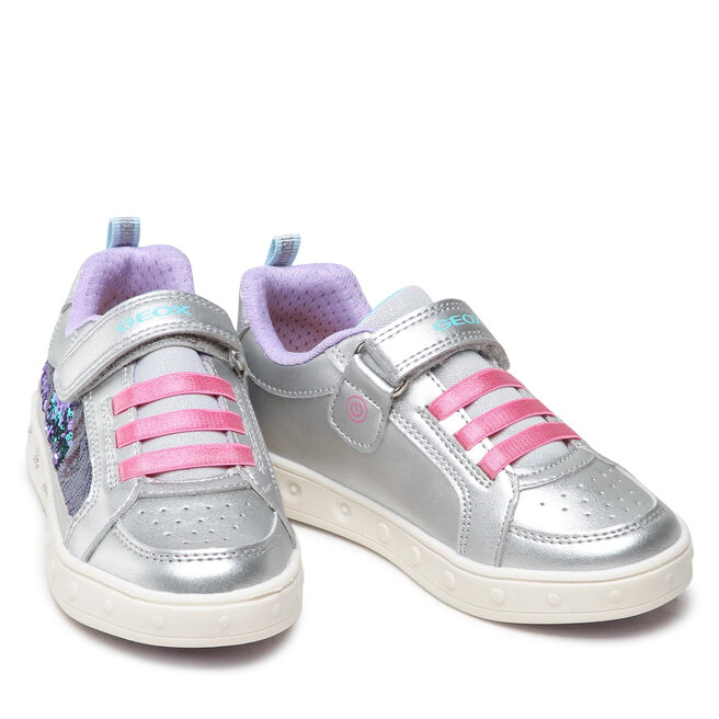 Geox Сникърси Geox J Skylin G. F J258WF 0AJAY C0162 S Silver/Fuchsia