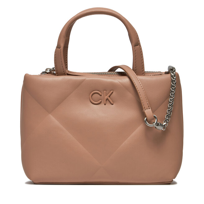 Torebka Calvin Klein Re-Lock Quilt Tote Mini - Beżowy