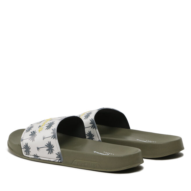 Pepe Jeans Șlapi Pepe Jeans Slider Print PMS70124 Khaki Green 765