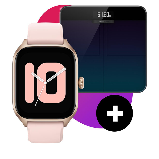 Set smartwatch cu cântar Smart Scale Amazfit Gts 4 A2168 Rosebud Pink/Smart Scale A2168 imagine noua