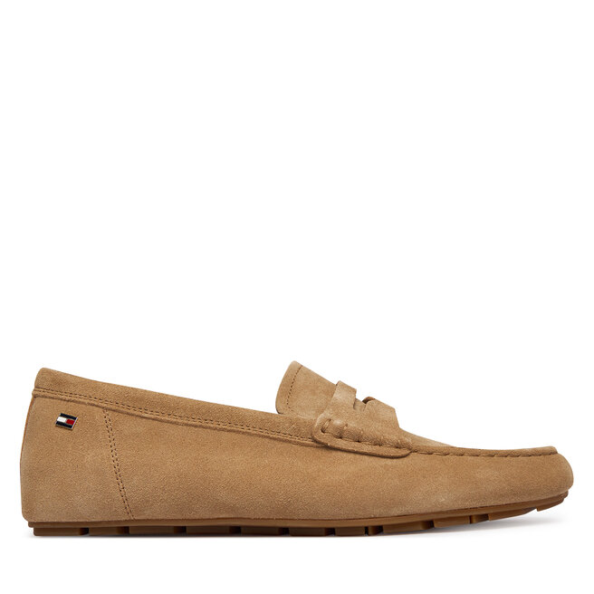 Mokasyny Tommy Hilfiger Flag Soft Suede Driver Loafer FW0FW08558 Brązowy -